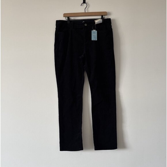 St John’s Bay Straight Leg soft finewale corduroy Pants Black Stretch Size 14 - Picture 1 of 15